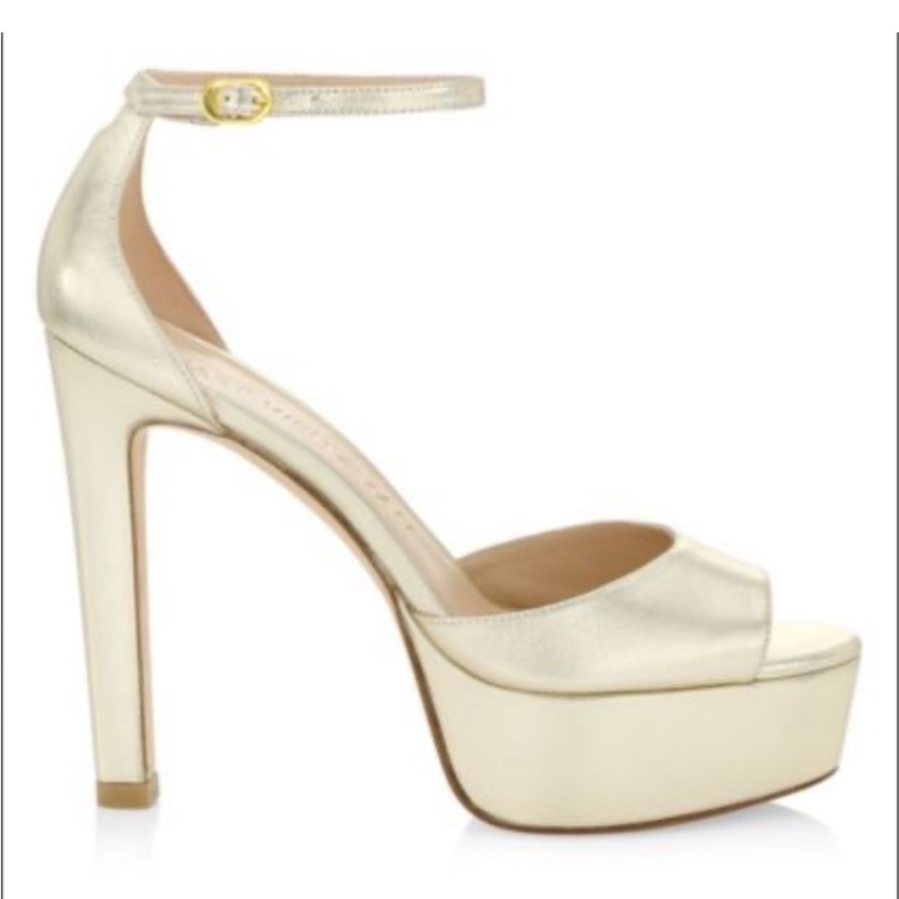 Stuart Weitzman Disco platform Metallic Sandals Platino | Size 10.5 | New